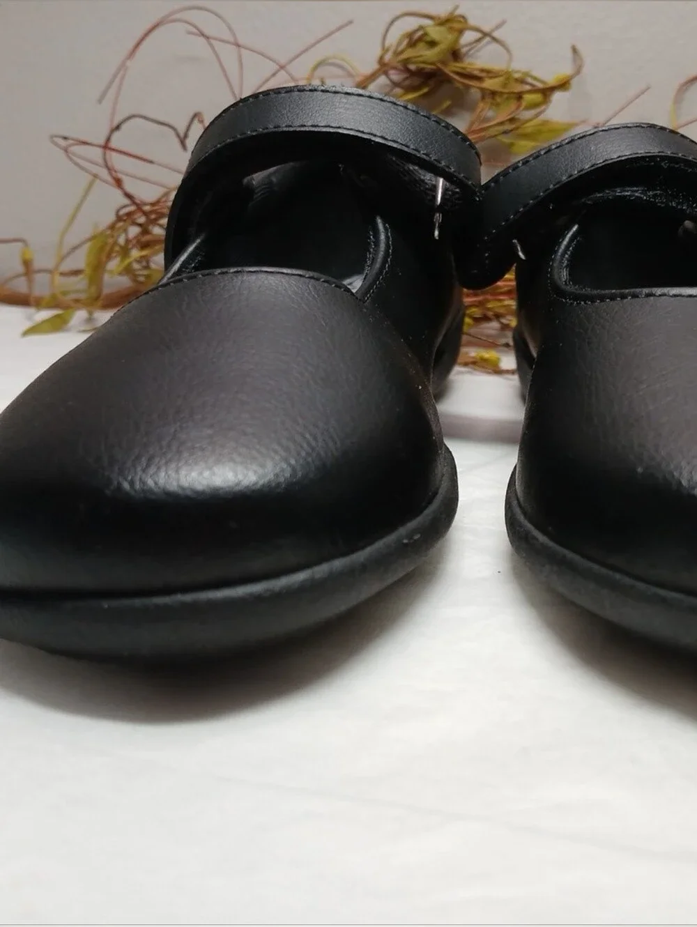 Hush Puppies Black Mary Jane Kids Dress Shoes with Hook Strap Leather
